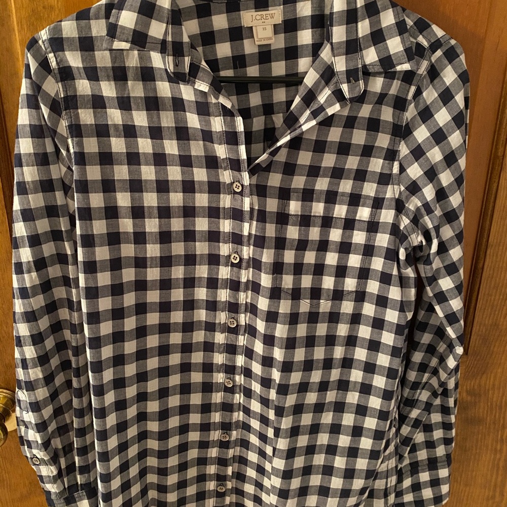 JCREW gingham long sleeve button up XS